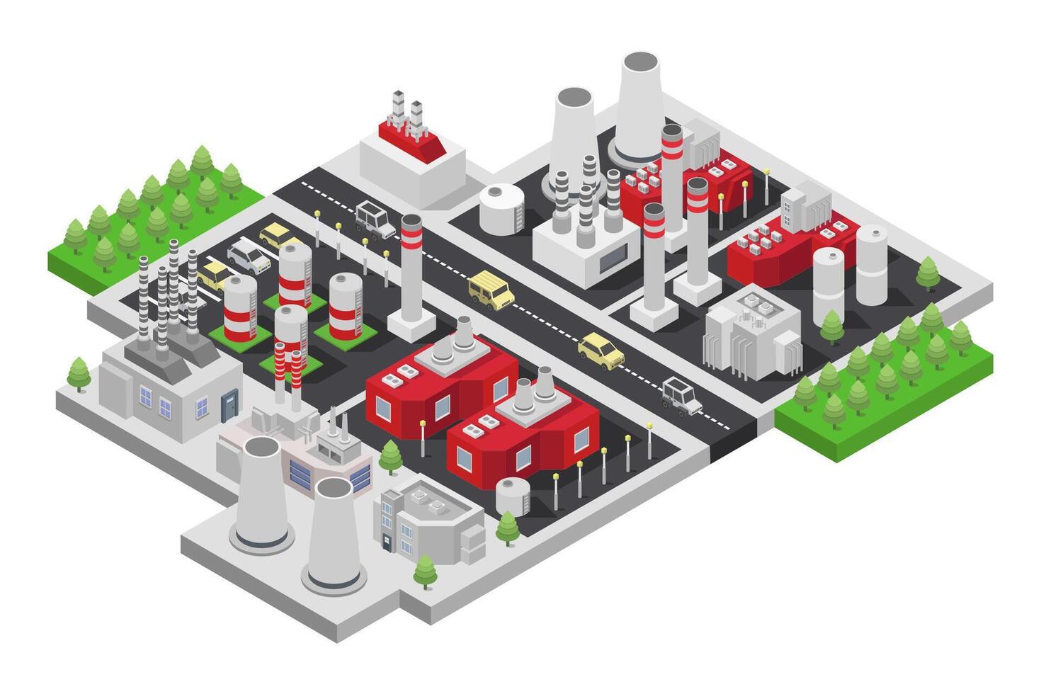 An illustration of a factory with a large chimney vector
