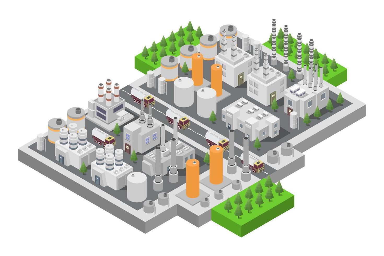 An illustration of a factory with a large building vector
