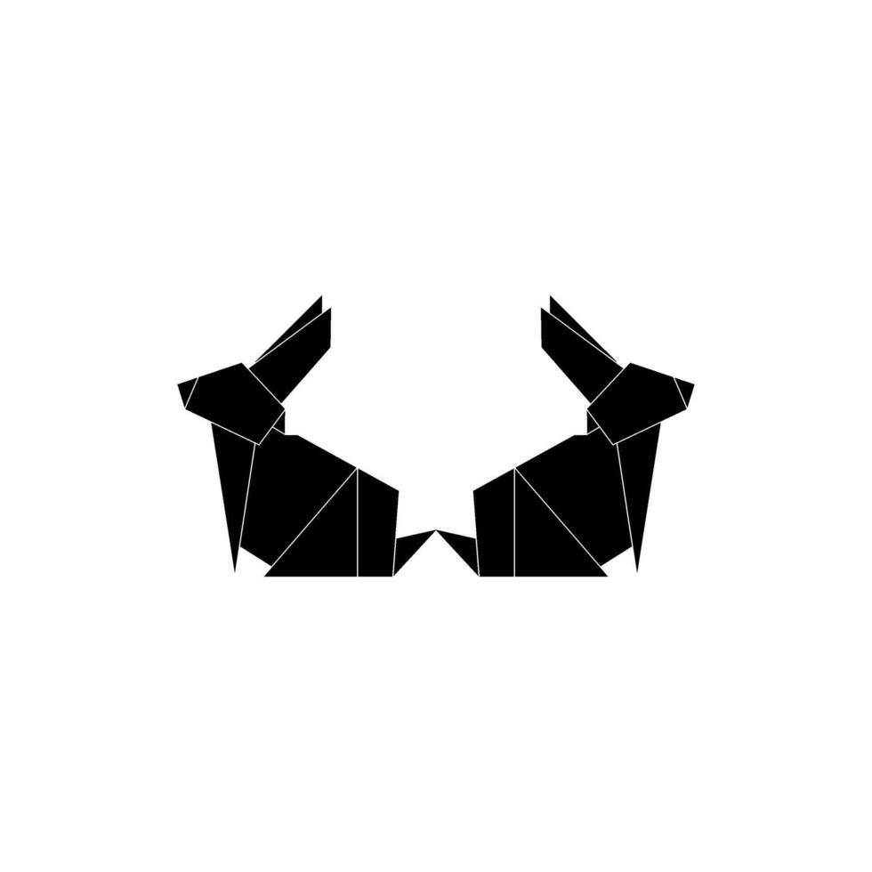 Pair Rabbit or Bunny Shape Inspired by Origami Form, can use for Logo, Pictogram, Cute Animal Figure, Website, Apps, or Graphic Design Element. Editable and Memorable. vector