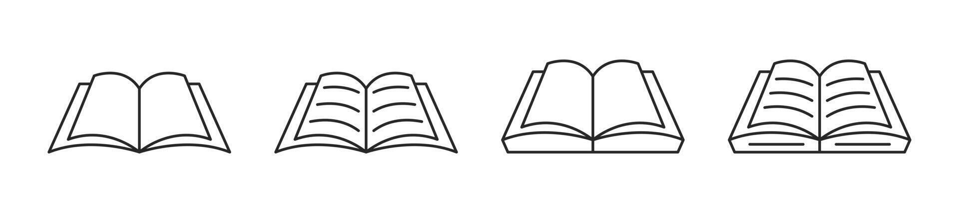 Book icon set. Book line art. Editable line width. illustratio vector
