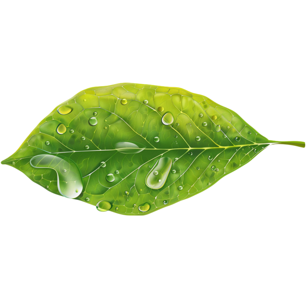 Healthy Green Foliage with Glistening Water Drops png