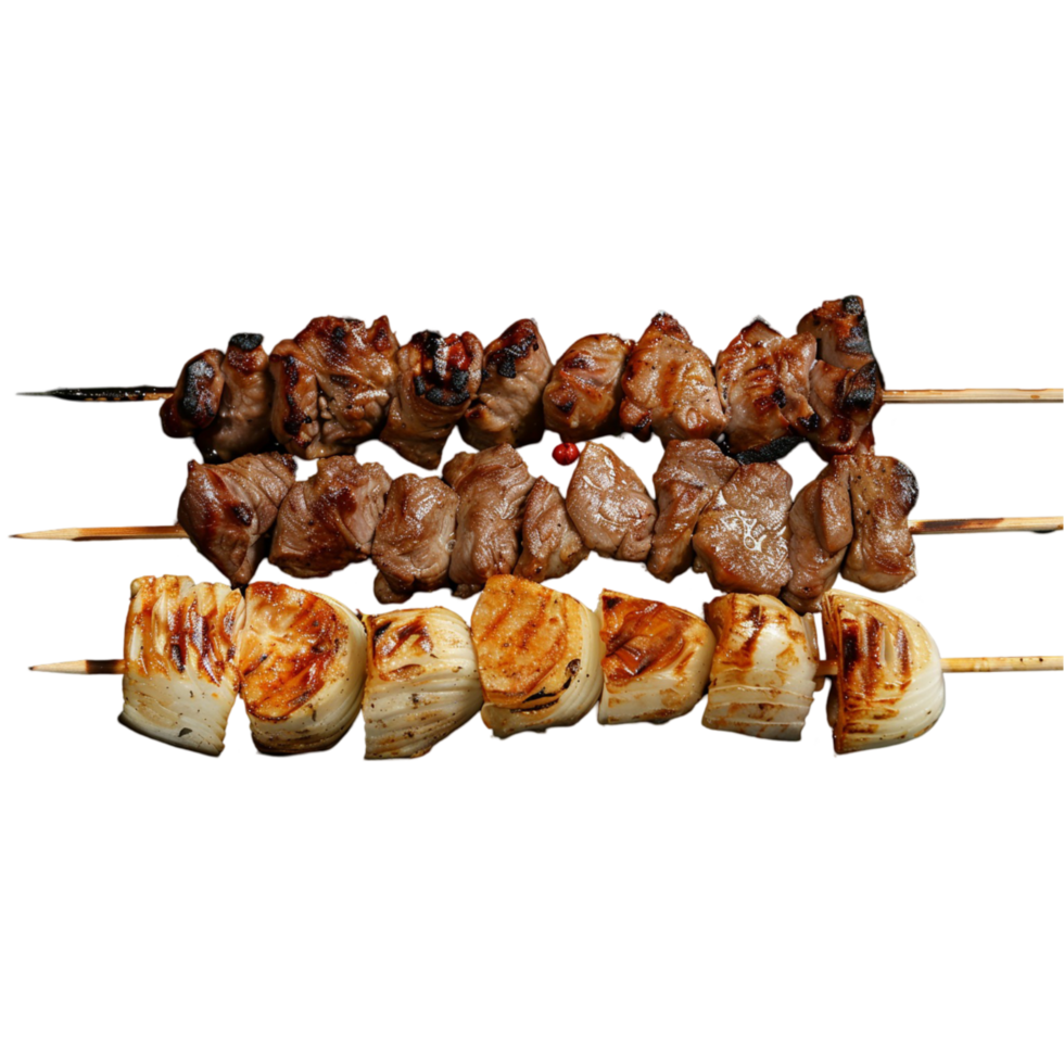 Seasoned Beef and Vegetables on Skewers png