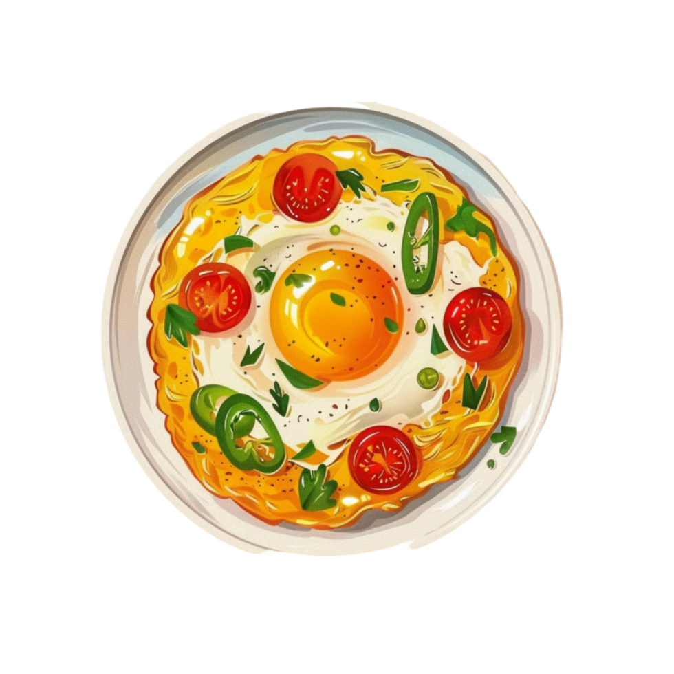 Colorful Plate with Fried Egg and Cherry Tomatoes png