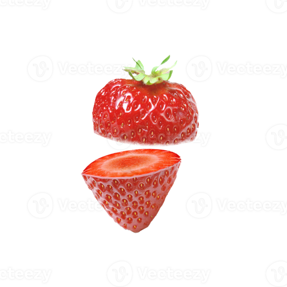 A strawberry fruits sliced in half png