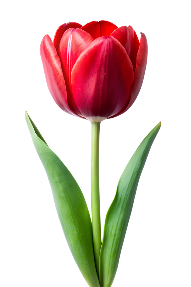 red tulip with leaf png