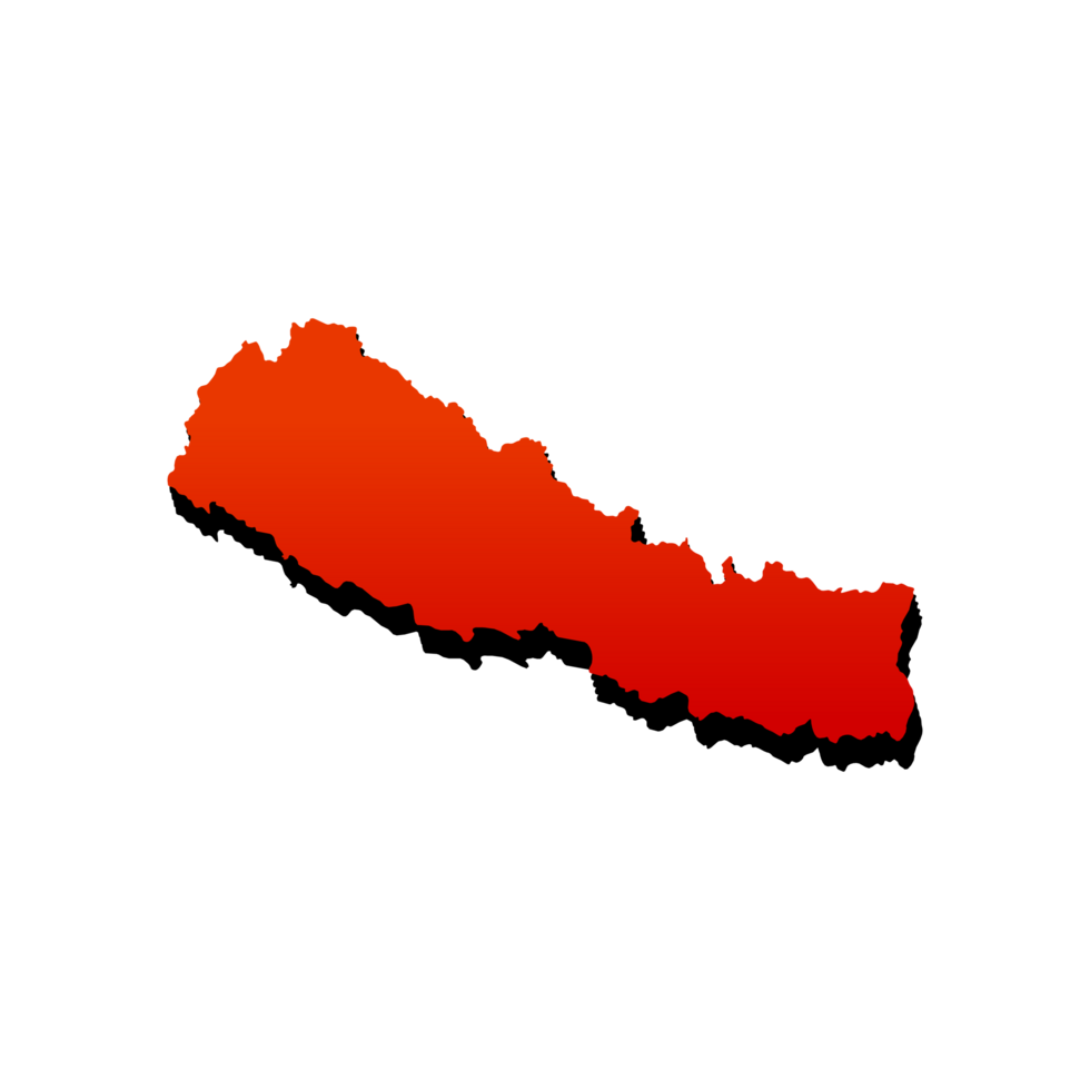 Nepal map 3d style on transparent background png