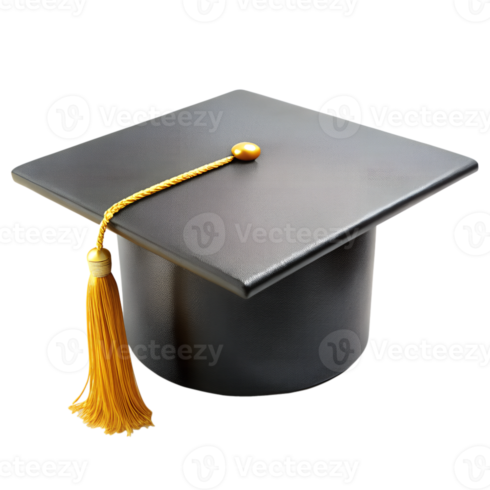 Graduation cap with gold tassel png