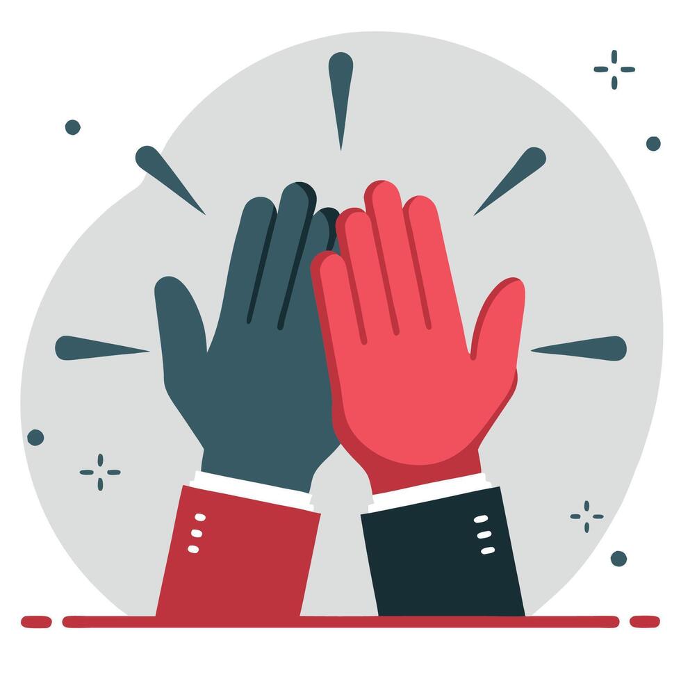 Dynamic High Five Celebration Illustrating Success and Teamwork vector