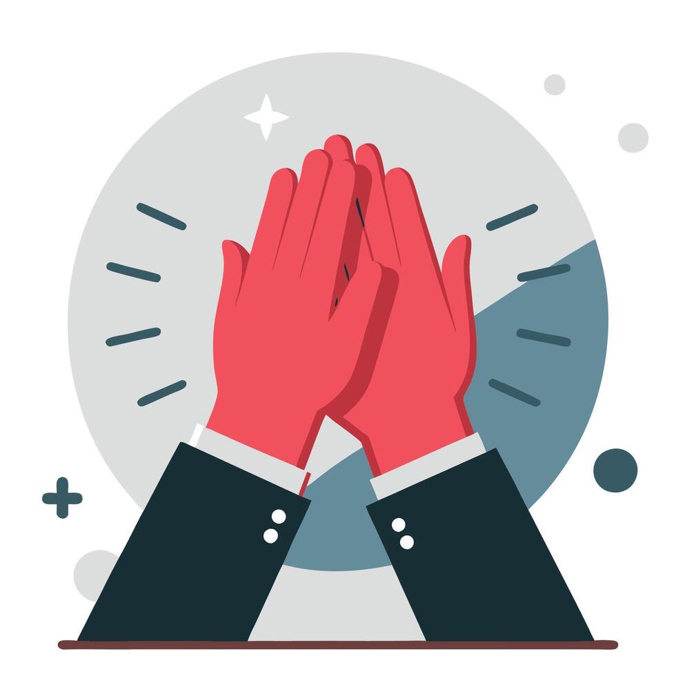 Creative Illustration Depicting High Five Hand Gesture Expressing Collaboration or Celebration vector