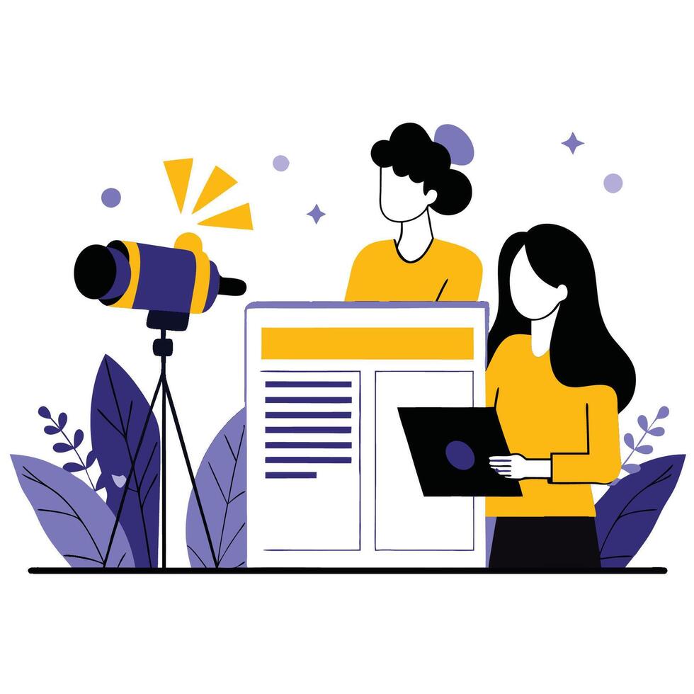 Conceptual Illustration of Contemporary News Media Connectivity and Globalization vector