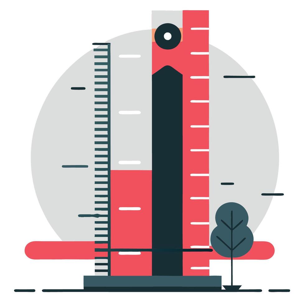 Conceptual Illustration Measuring Height Using a Meter vector