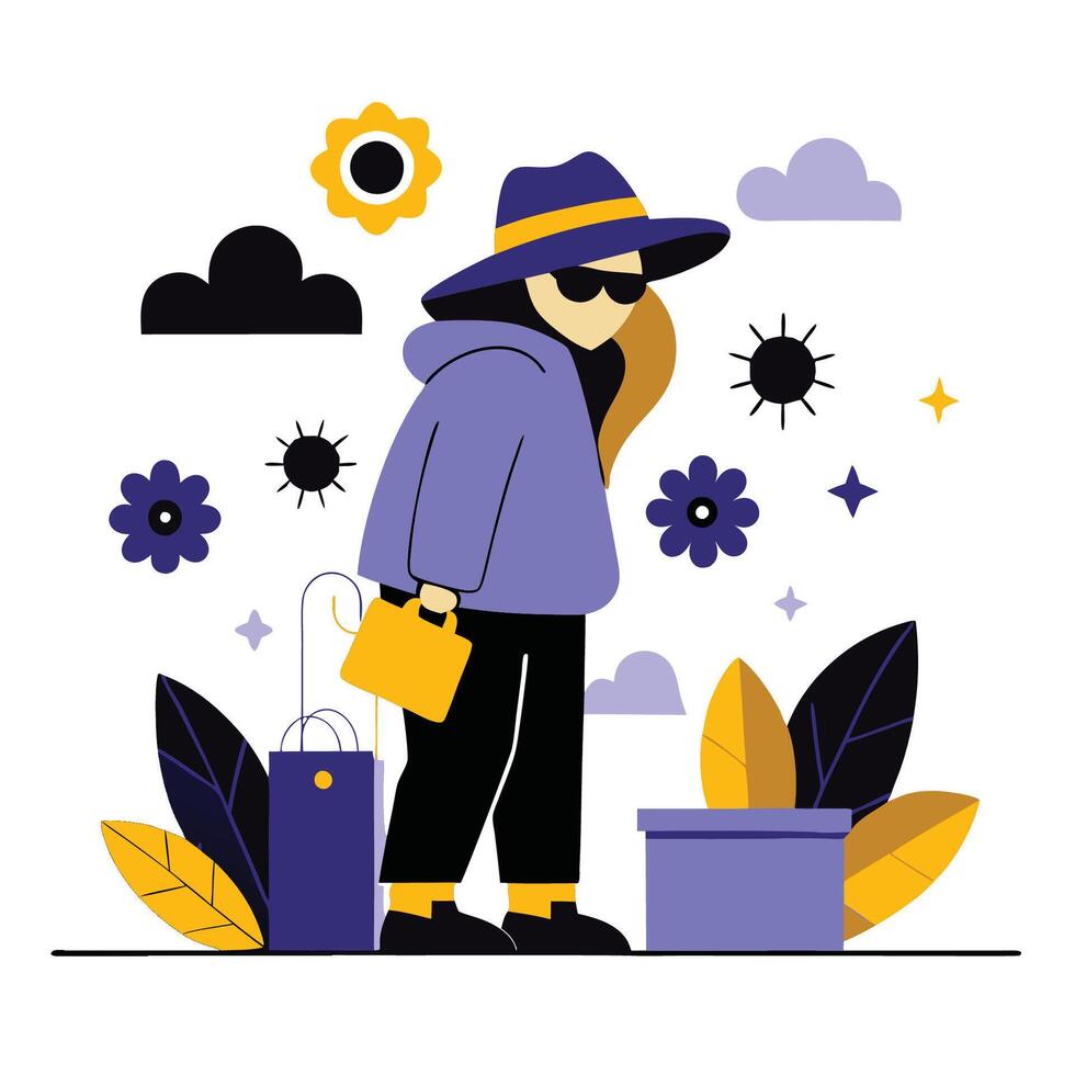 Camouflaged Figure Mysteriously Blending into the Scene vector