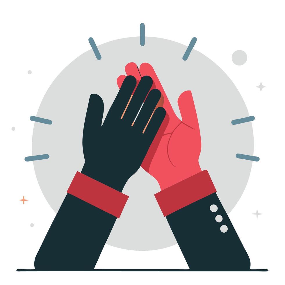 Two Business People Celebrating Success with High Five and Cheering vector