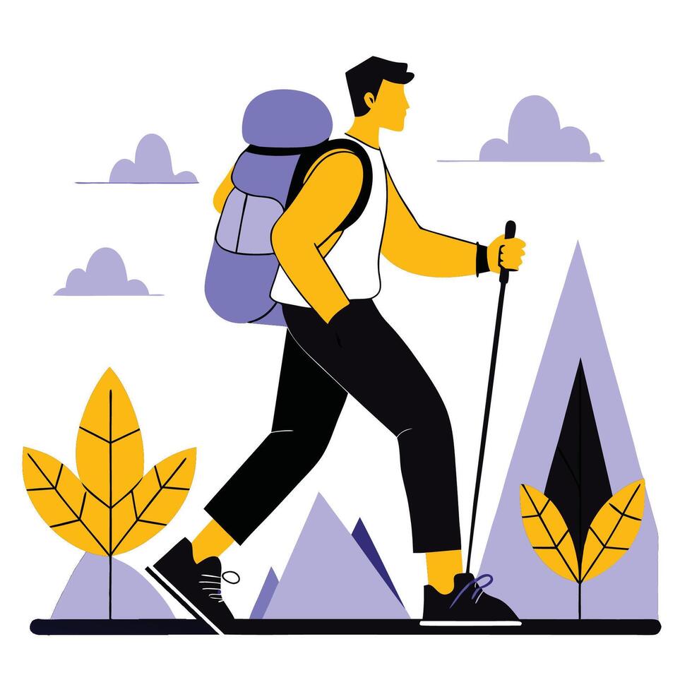 Conceptual Illustration Depicting the Essence of Hiking in a Natural Setting vector