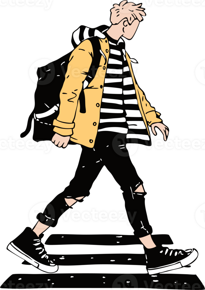 Young Adult Walking, Urban Style, Casual Fashion Concept png