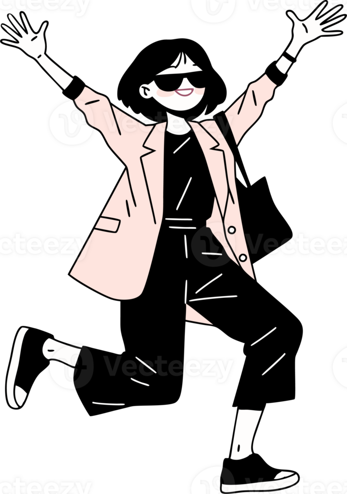 Joyful Cartoon Character in Sunglasses Exuding Confidence and Style png