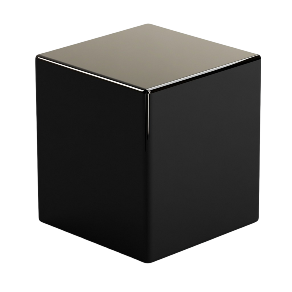 Shiny Black Metallic Cube Transparent Background png