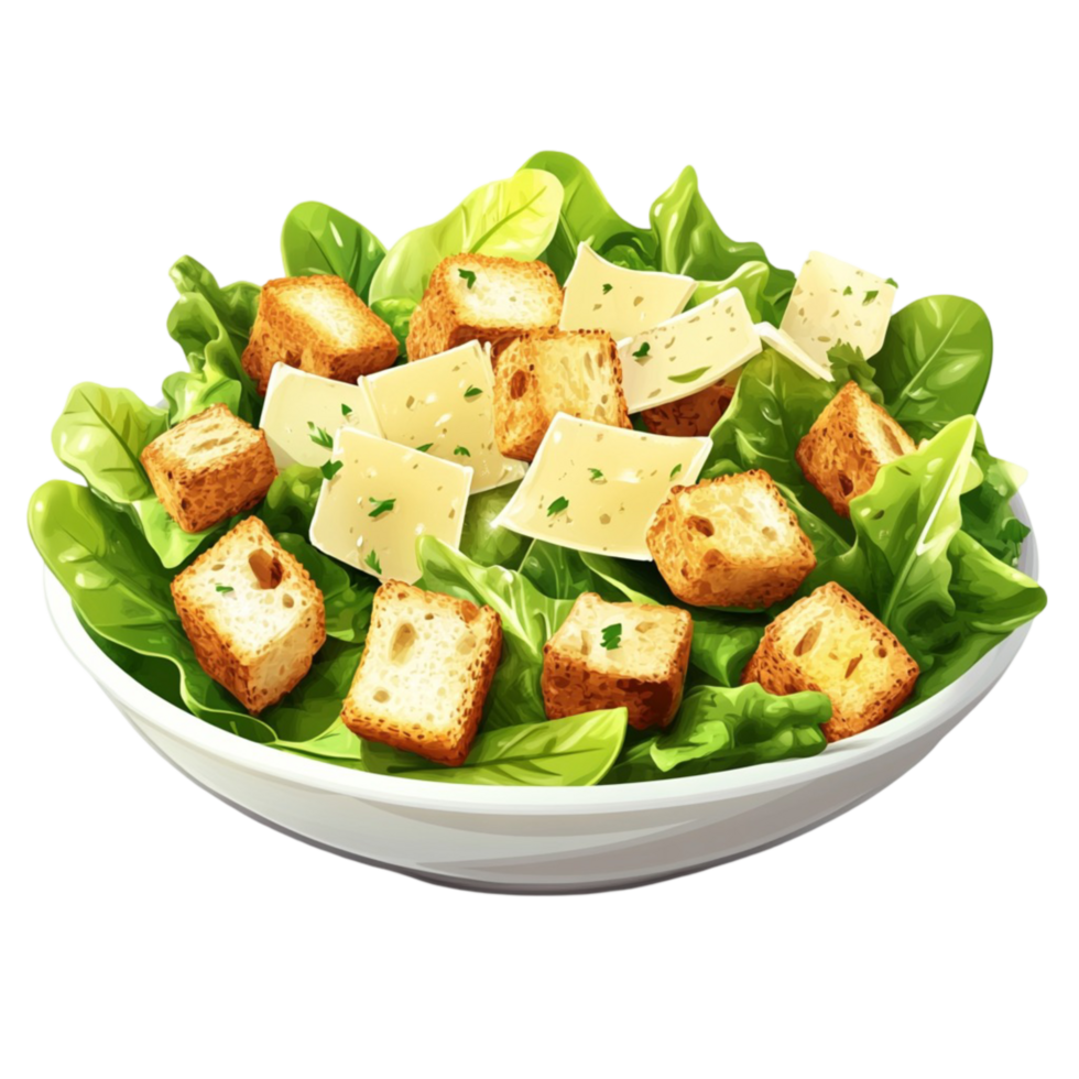 Caesar Salad With Croutons On Transparent Background png