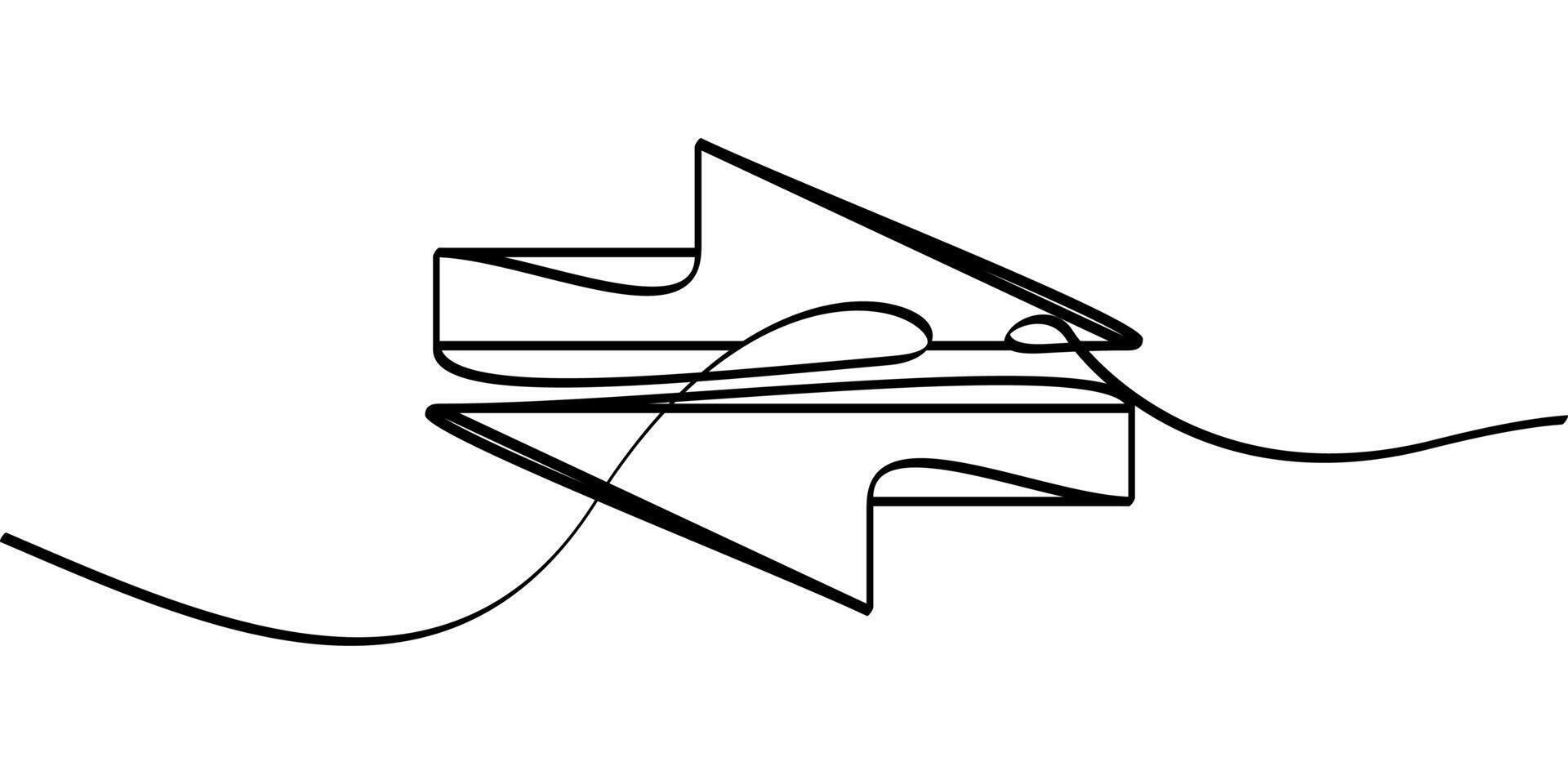 continuous line drawing of transfer arrow symbol. abstract line art illustration vector