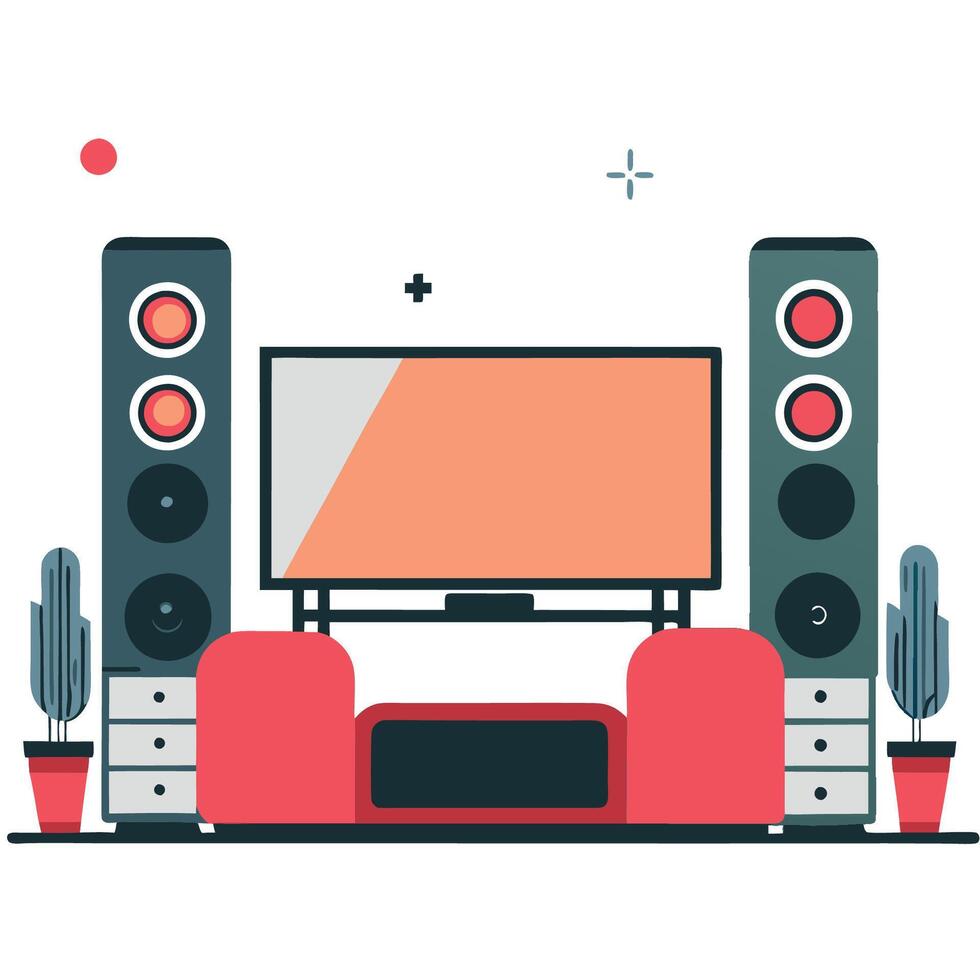 Modern Home Cinema Concept with Immersive Surroundings for an Exceptional Movie Experience vector
