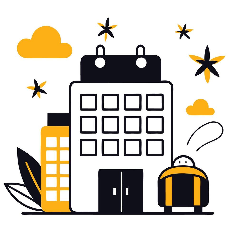 Conceptual Illustration of Modern Hotel Booking with Tech Devices vector