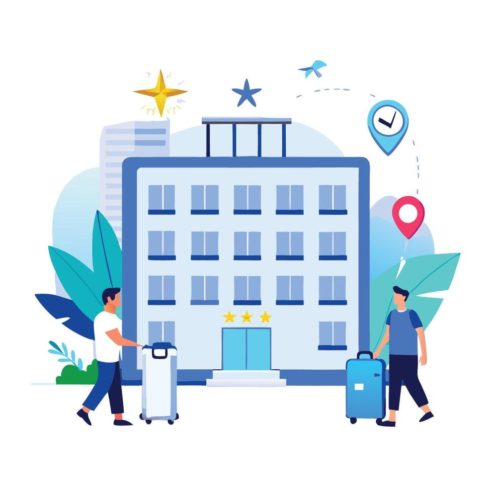 Conceptual Illustration of Seamless Hotel Booking and Accommodation Services vector