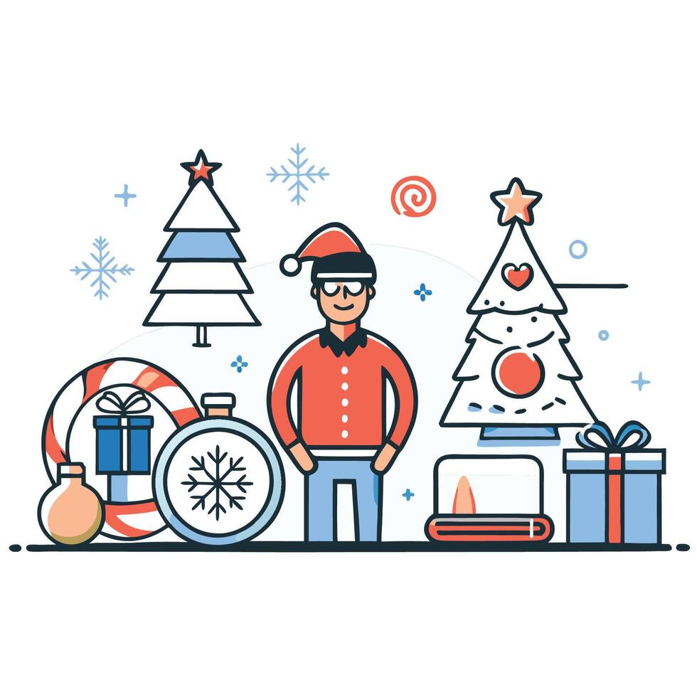 Cheerful Family Enjoying Holiday Festivities in a Warm and Cozy Atmosphere vector
