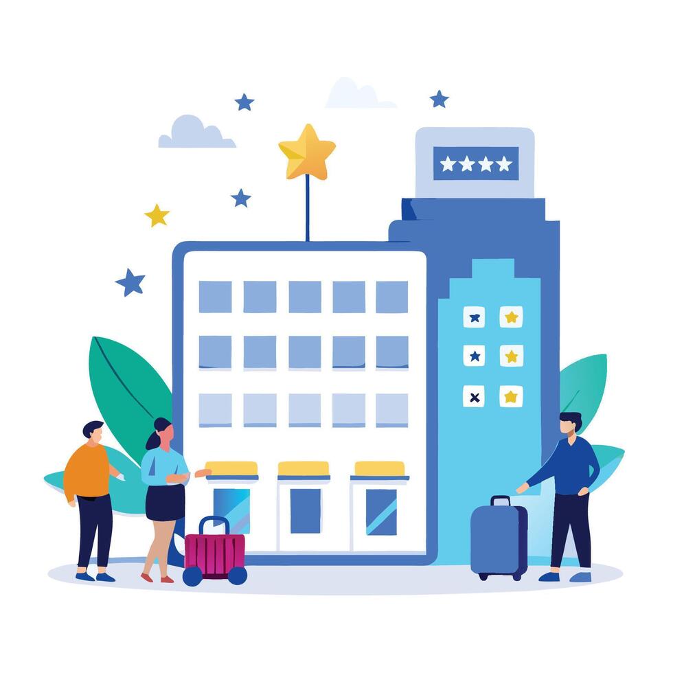 Hotel Booking Concept Illustration Convenient and Seamless Accommodation Search vector