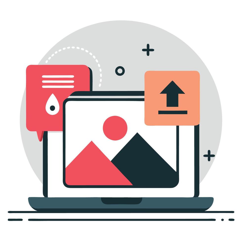 Conceptual Illustration of Uploading an Image with Ease and Convenience vector