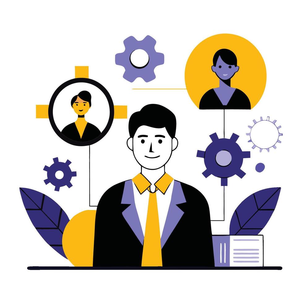 Human Resources Management Concept Illustration Team Collaboration and Skills Development vector