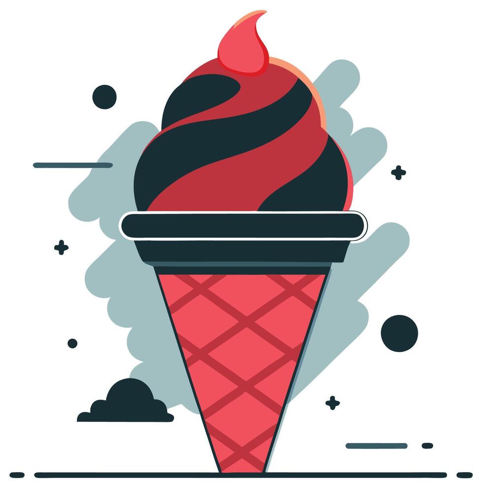 Enchanting Ice Cream Cone Design Concept in Digital Illustration vector
