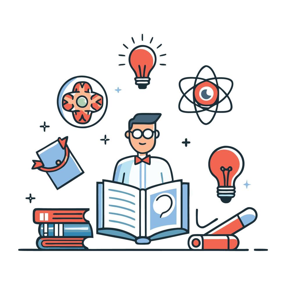 Knowledge Concept Illustrated with Seven Key Elements vector