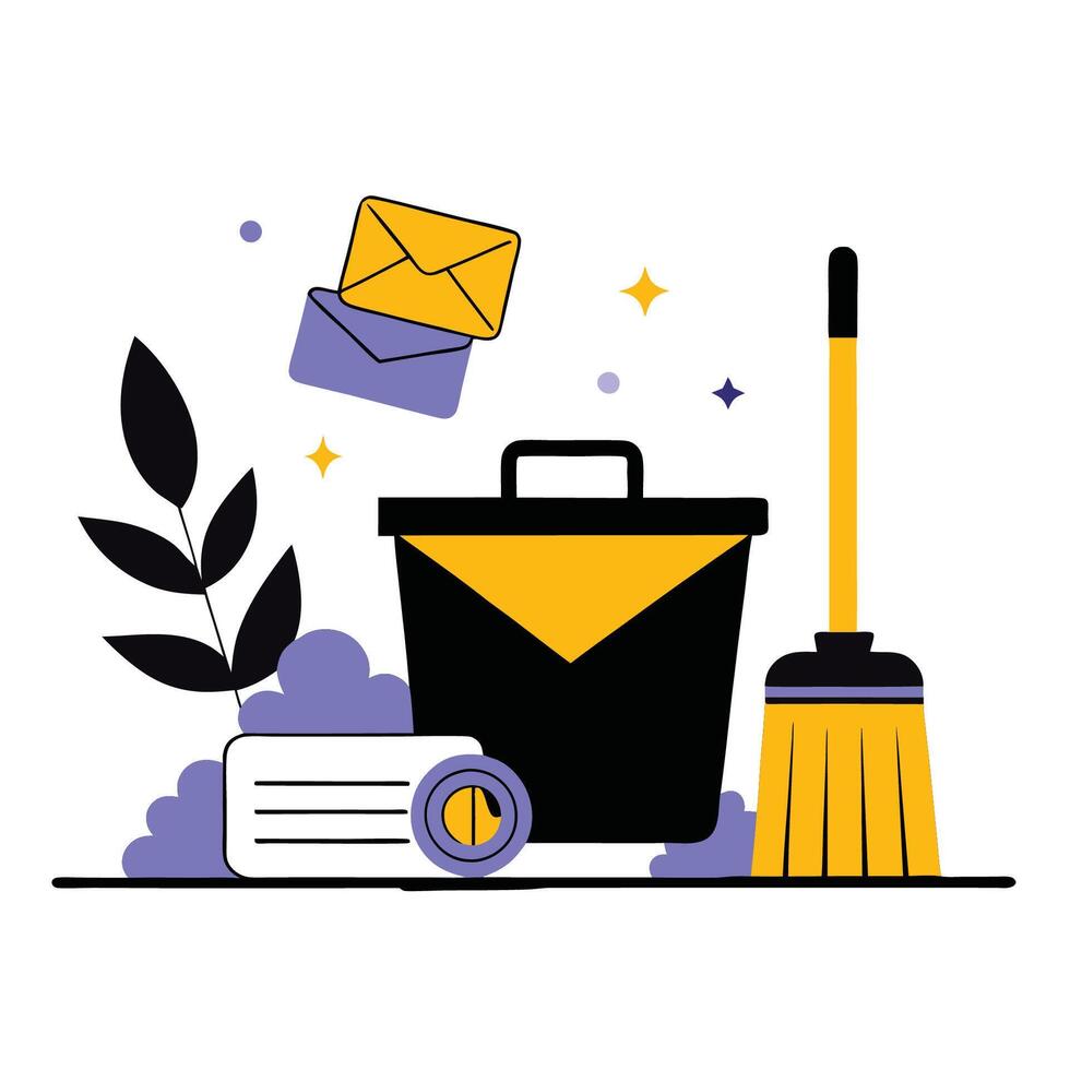 Inbox Cleanup Concept Illustration Declutter Your Digital Workspace vector