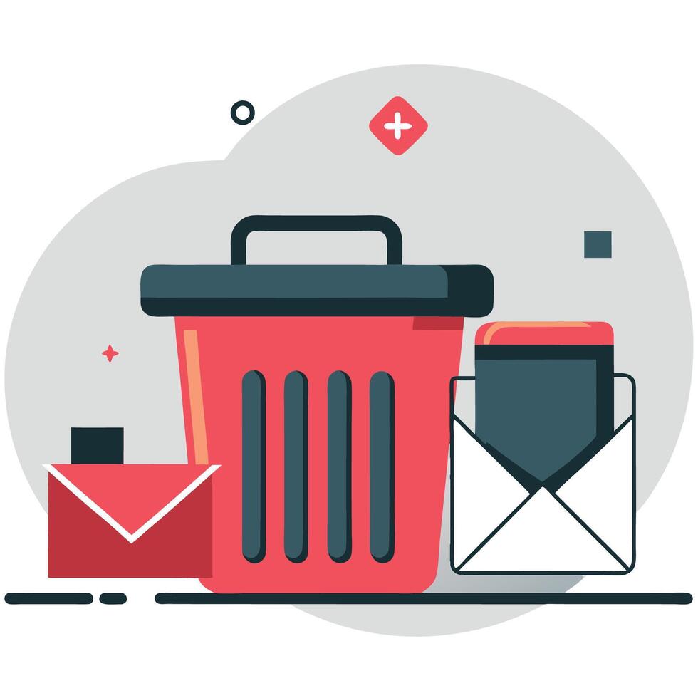 Conceptual Illustration of Inbox Cleanup and Organization Strategies vector