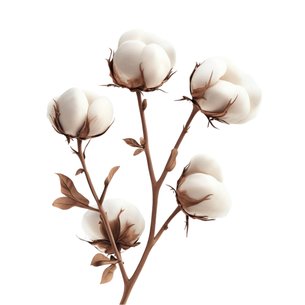 Rustic Cotton Flower Stem Transparent Background png