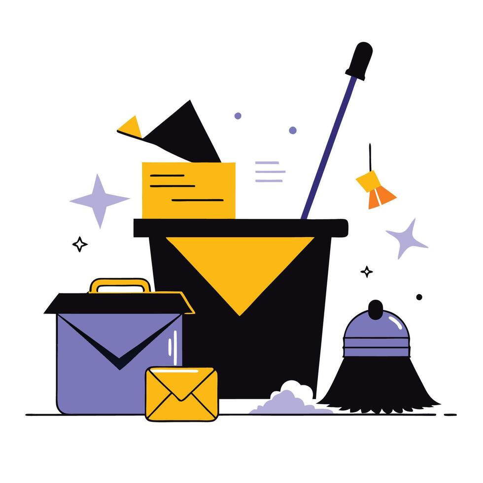 Illustrated Guide to Decluttering Your Email Inbox for Efficiency vector