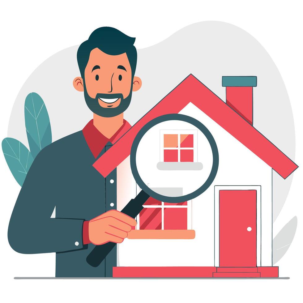 House Exploration Conceptual Illustration of Home Searching vector