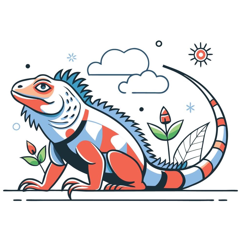 Creative Illustration Depicting the Concept of an Intriguing Iguana vector