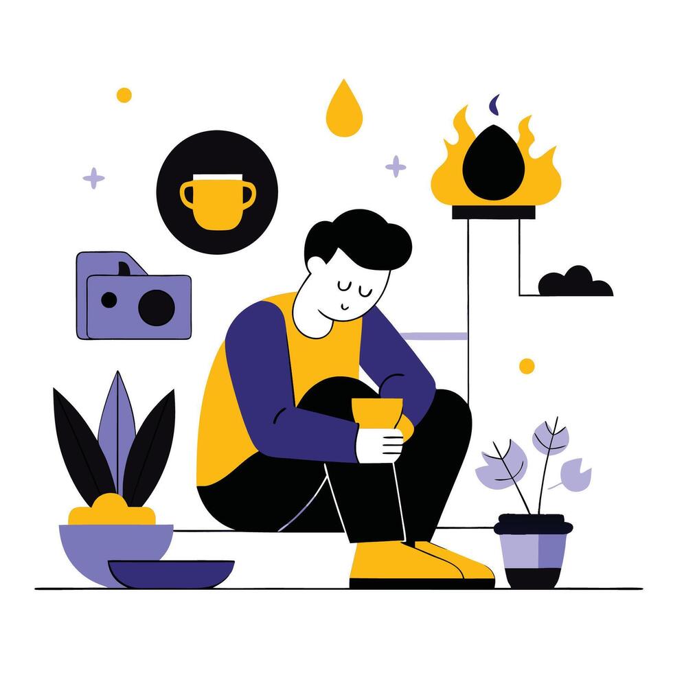 Concept Illustration Depicting the Notions of Idleness and Relaxation vector