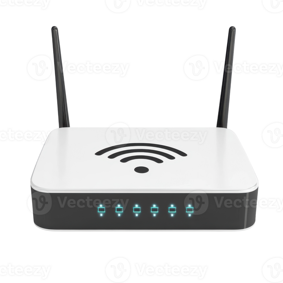Modern Wireless Router Device on transparent background. png