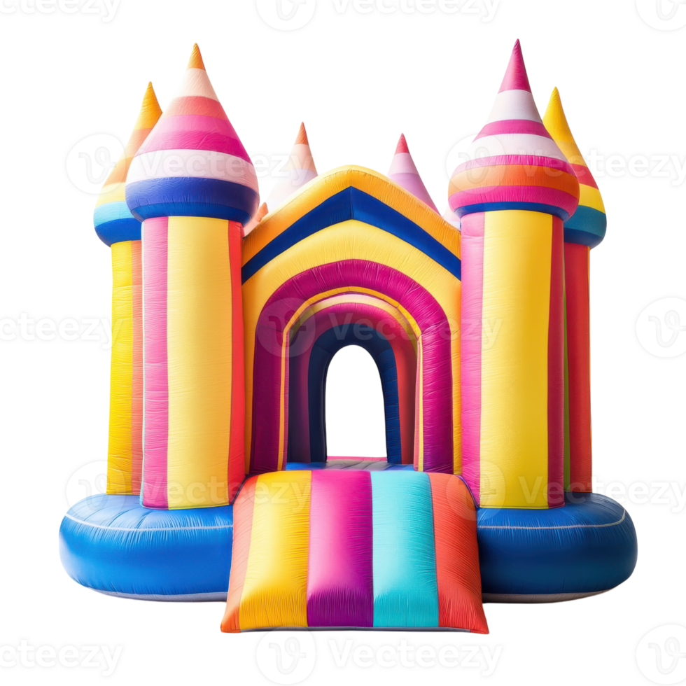 Colorful Inflatable Castle on transparent background. png