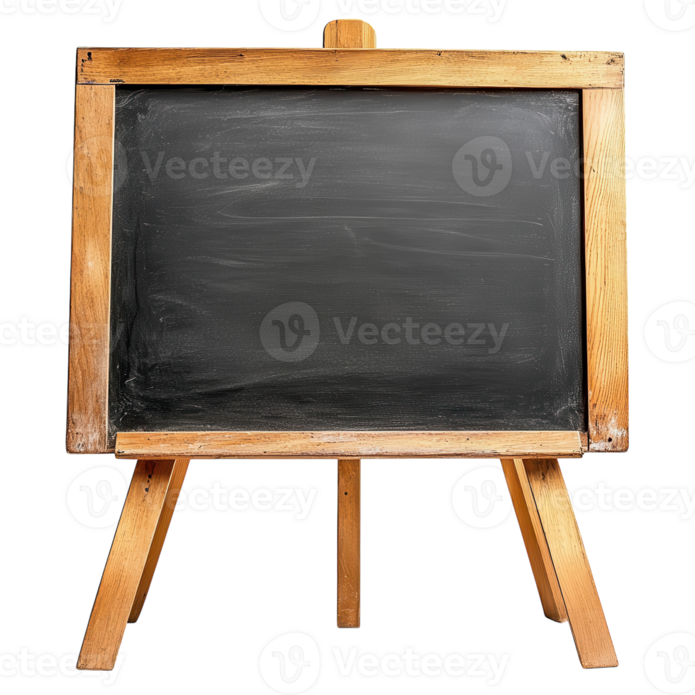 Blank Canvas on Wooden Easel on transparent background. png