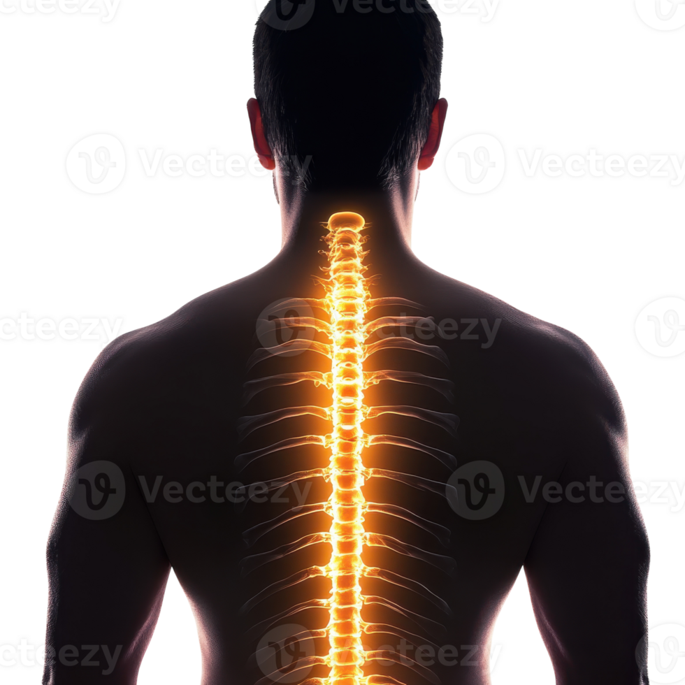 Glowing Spine Back Aerial View on transparent background. png