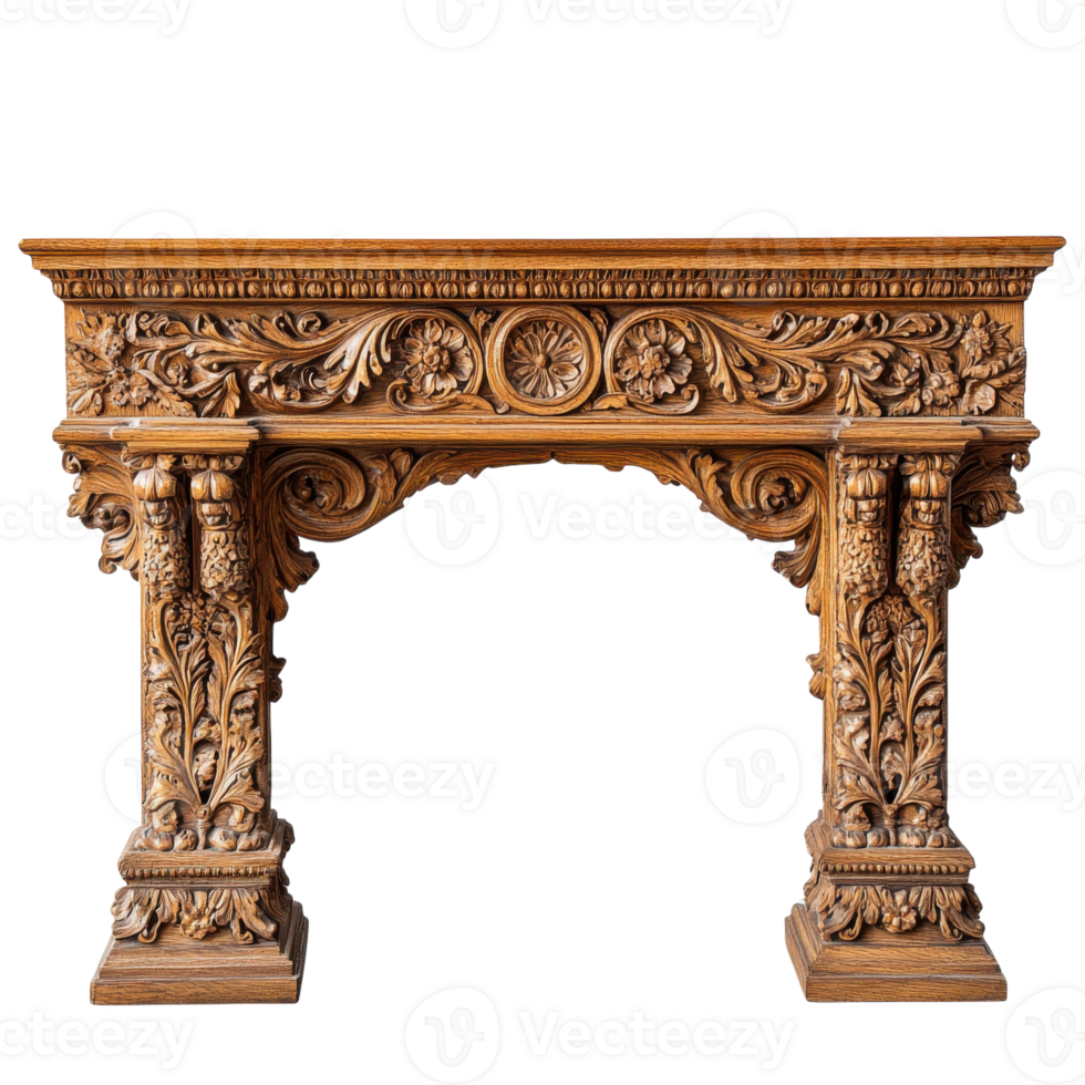 Antique Console Table Carving on transparent background. png