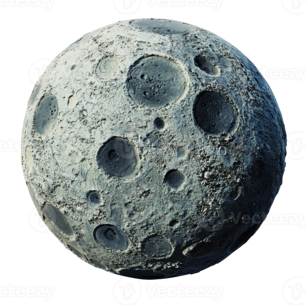 Abstract Planet Surface Craters on transparent background. png