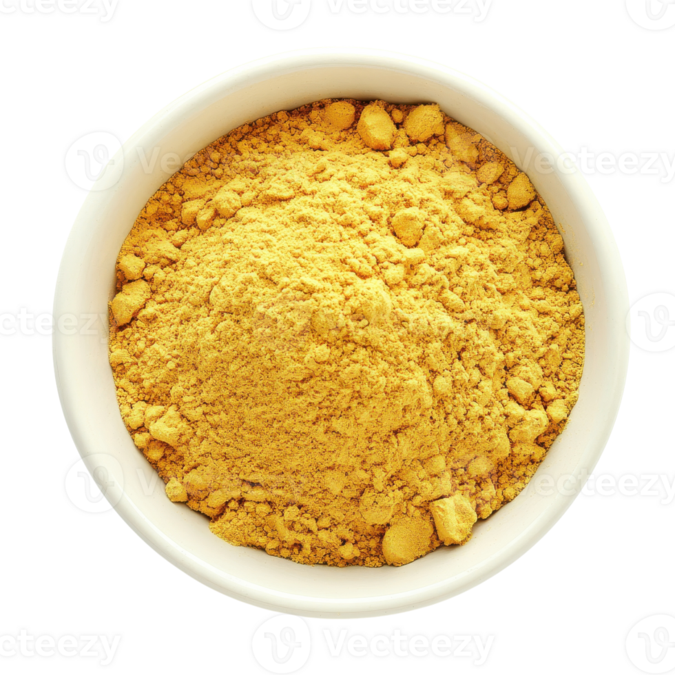 Vibrant Yellow Powder in Bowl on transparent background. png