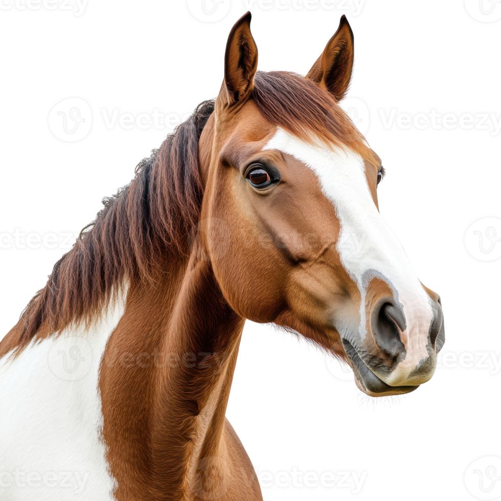 Brown White Horse Ranch Autumn on transparent background. png
