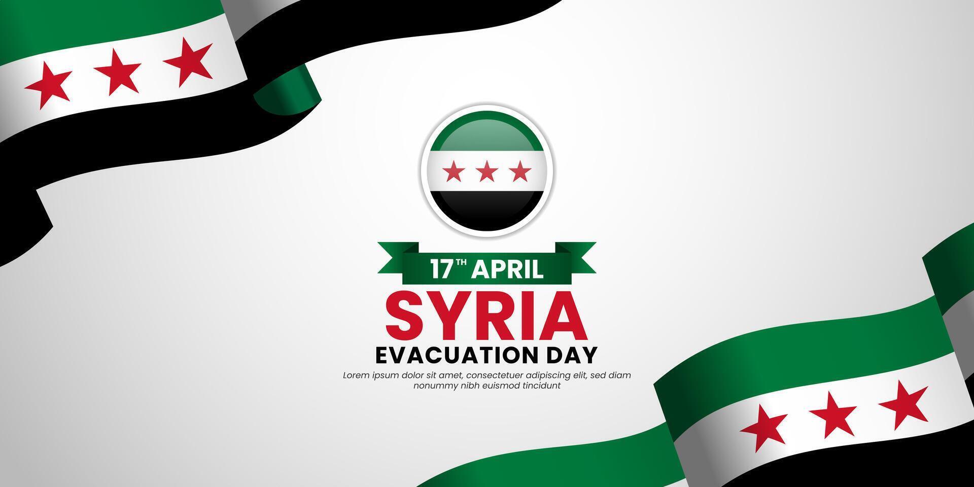 Syria realistic flag banner background for poster, greeting card. Can use for National Evacuation day or Independence day vector