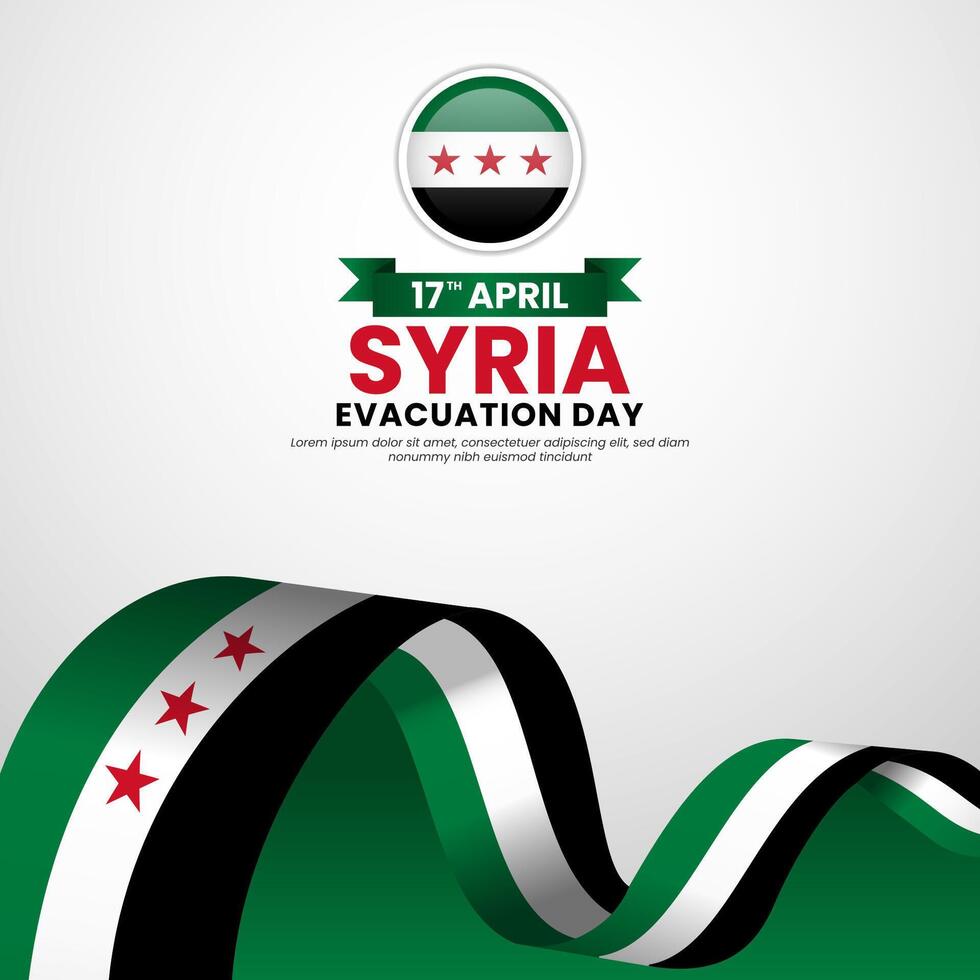 Syria Flag Waving Square Banner Background for Evacuation Day Concept Design with blank space area vector