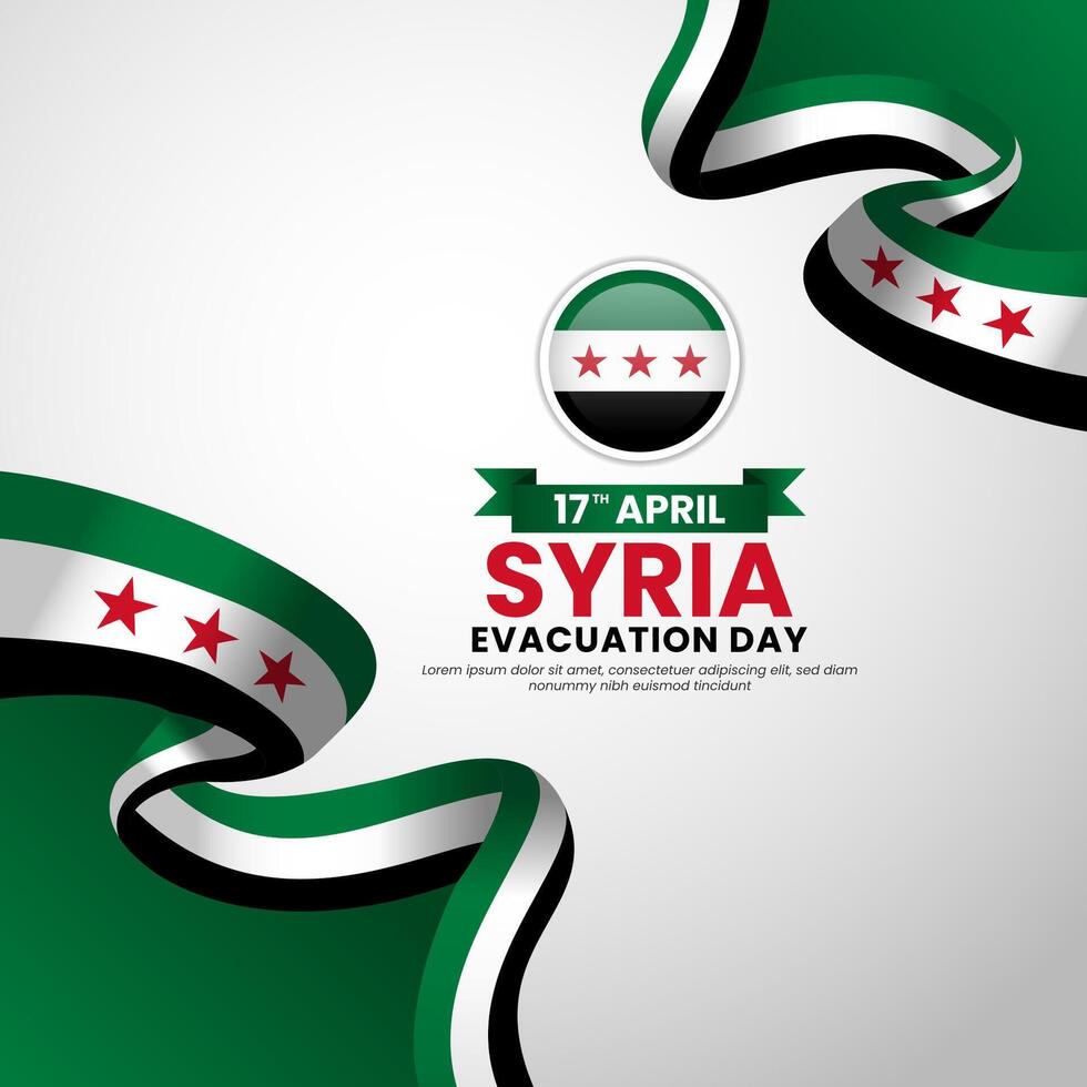 Syrian New Flag ribbon banner background for Syria Evacuation day vector